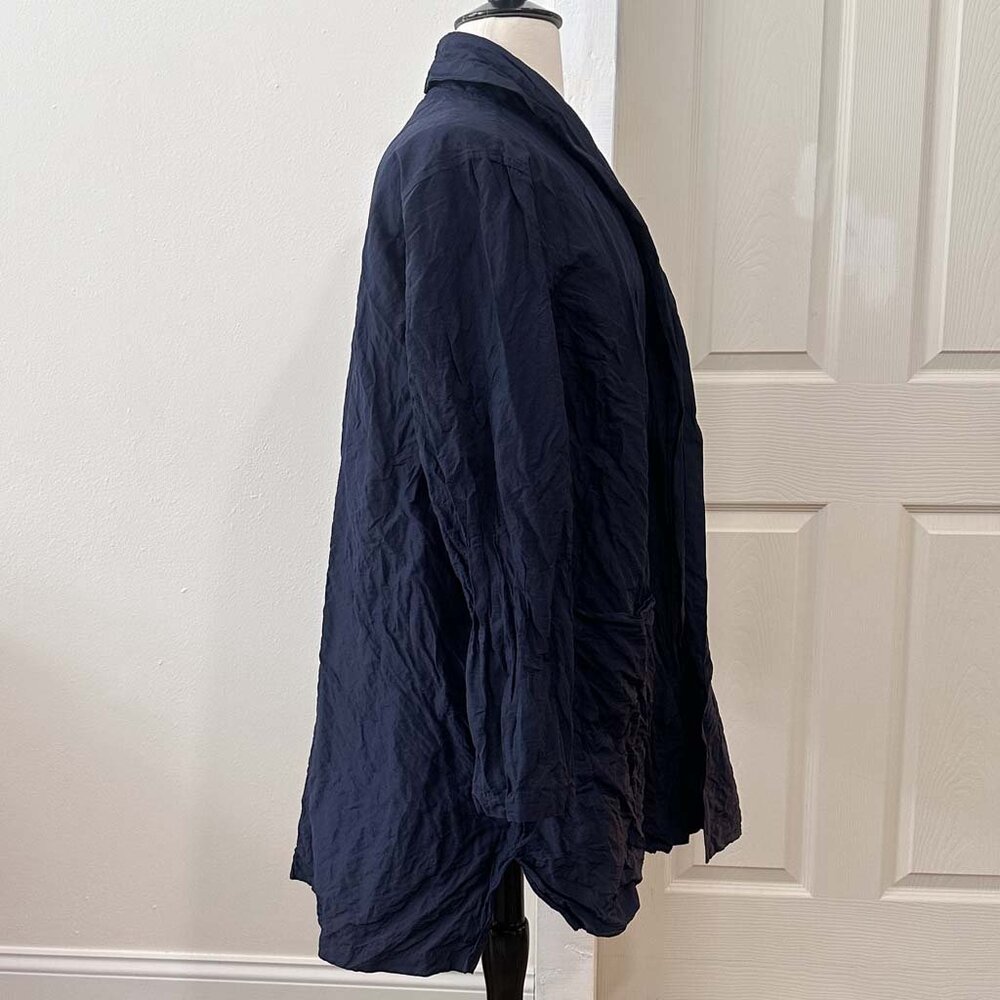 Eileen Fisher Jacket Duster Lightweight Navy Crinkle Texture, 3X - Picture 3 of 4